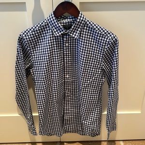 J. Crew Crewcuts Big Boys Ludlow Blue Checked Button Down Shirt - Size 14